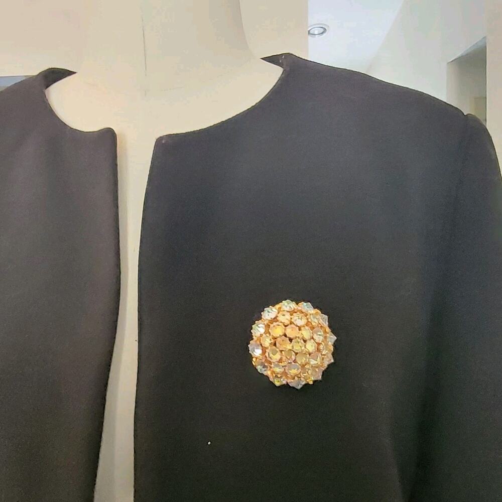 Stunning Gold Tone Aurora Borealis Open Back Dome Cha Cha Brooch Unmarked